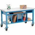 Global Industrial Mobile Packing Workbench W/Lower Shelf Kit, Laminate Square Edge, 72inWx36inD 412465A